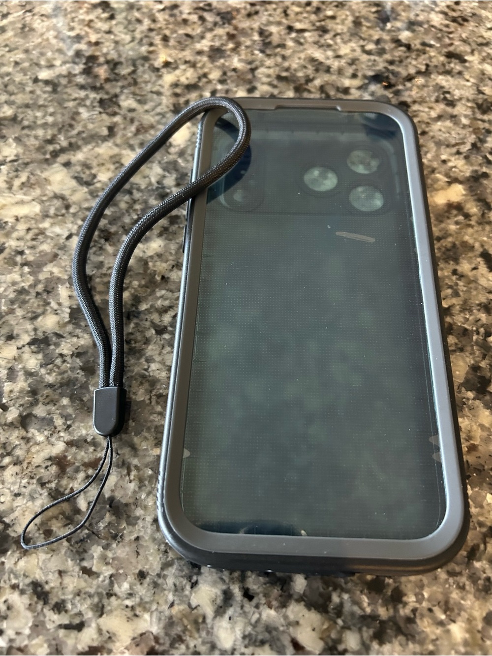 Black Waterproof Protective iPhone 17 Pro Max Case with Wrist Strap